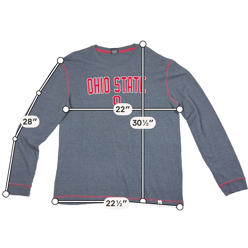Ohio State Buckeyes Colosseum Thermal Shirt Men's XXL Gray Long Sleeve - Picture 6 of 6